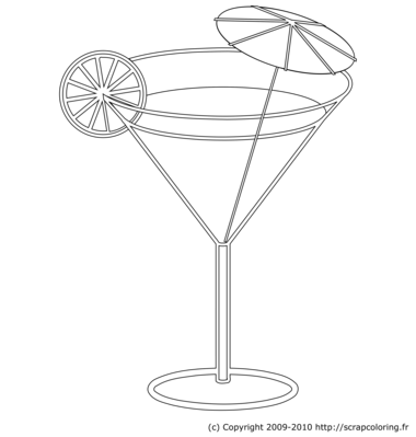 Cocktail, tranche de citron et ombrelle