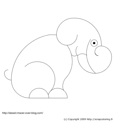 Eléphant assis - L'art du dessin traçé -- 07/03/10