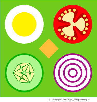 Salade composée : oeuf, tomate, concombre et oignon rouge -- 06/04/10