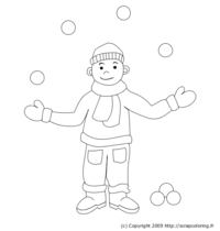 Gar�on qui jongle avec des boules de neige